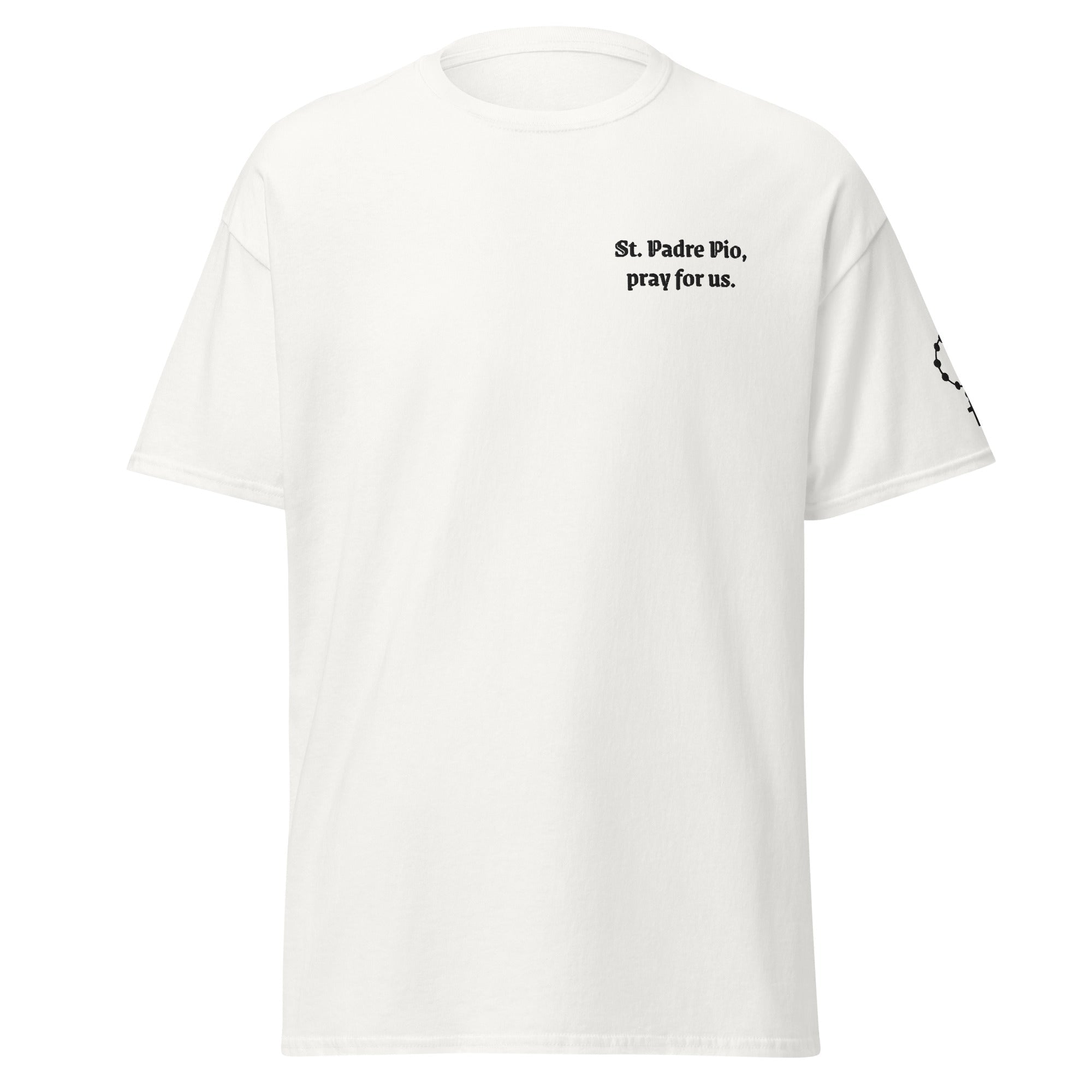 St. Padre Pio Unisex Black Embroidery - Altar and Apparel - T - SHIRT
