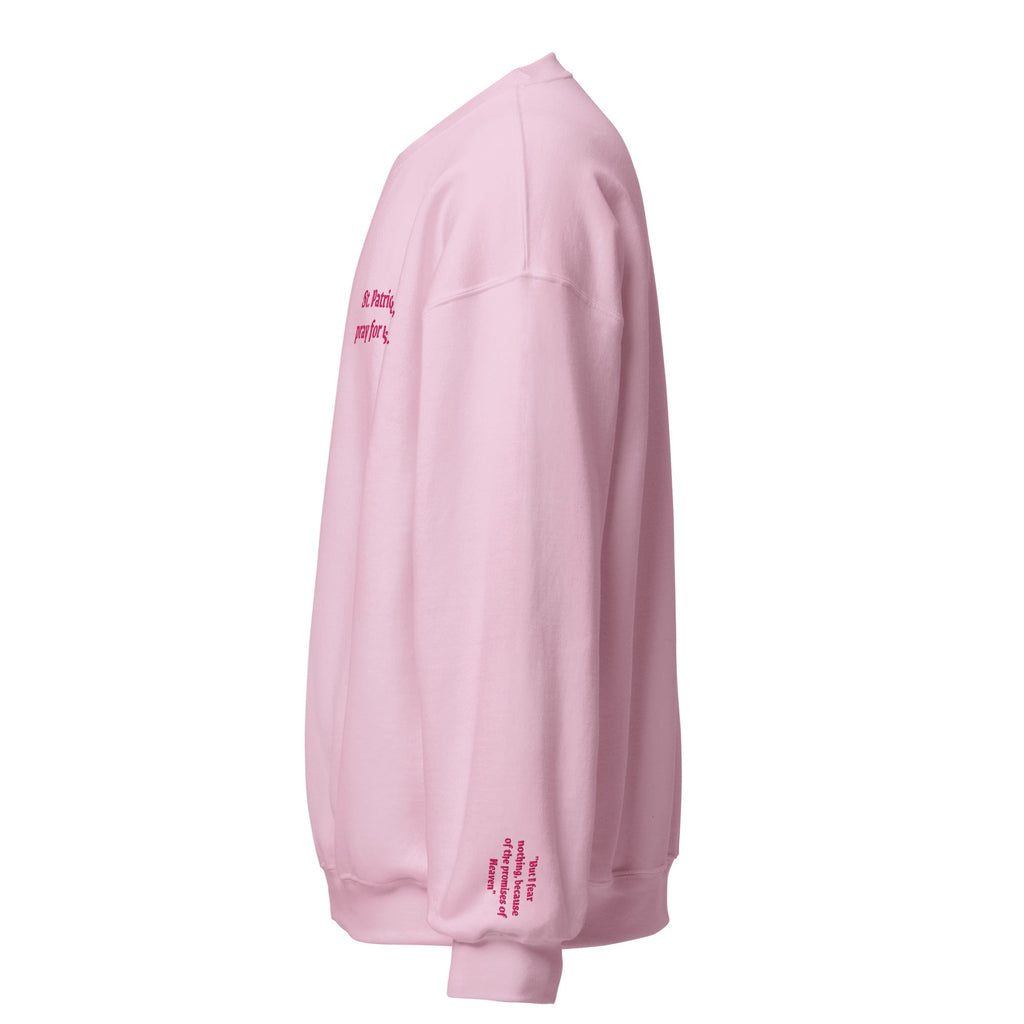 St. Patrick Unisex Sweatshirt Pink Embroidery - Altar and Apparel - T - SHIRT