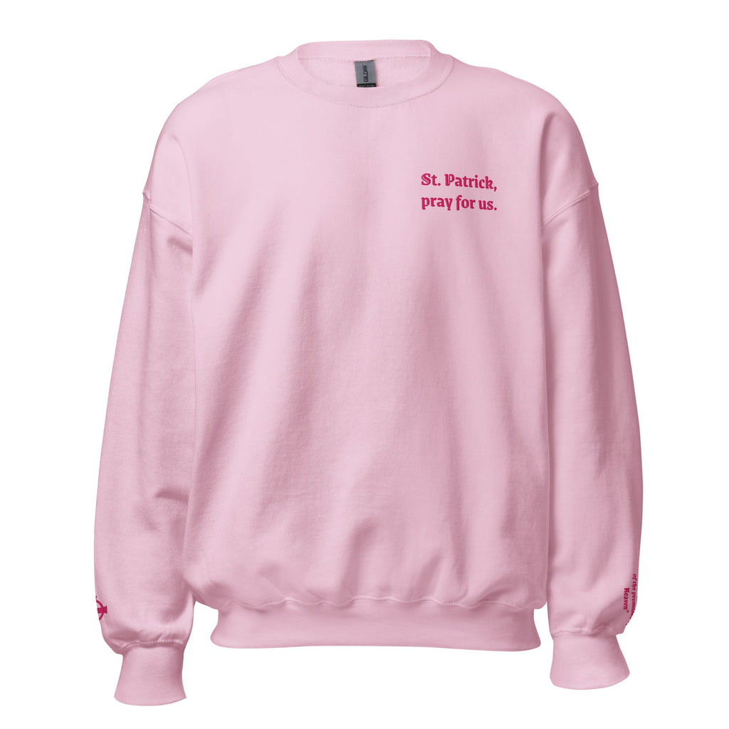 St. Patrick Unisex Sweatshirt Pink Embroidery - Altar and Apparel - T - SHIRT