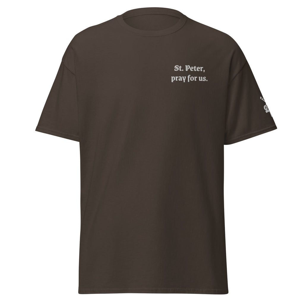 St. Peter Unisex Embroidered T-Shirt – White - Altar and Apparel - T - SHIRT