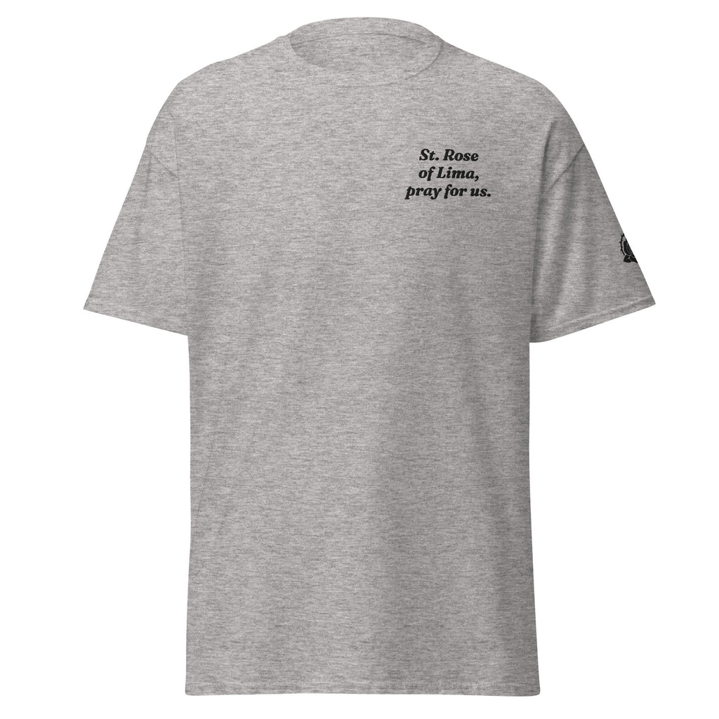 St. Rose of Lima Unisex Embroidered T-Shirt – Black - Altar and Apparel - T - SHIRT