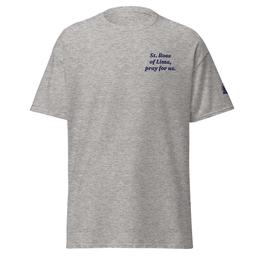 St. Rose of Lima Unisex Embroidered T-Shirt – Navy Blue - Altar and Apparel - T - SHIRT