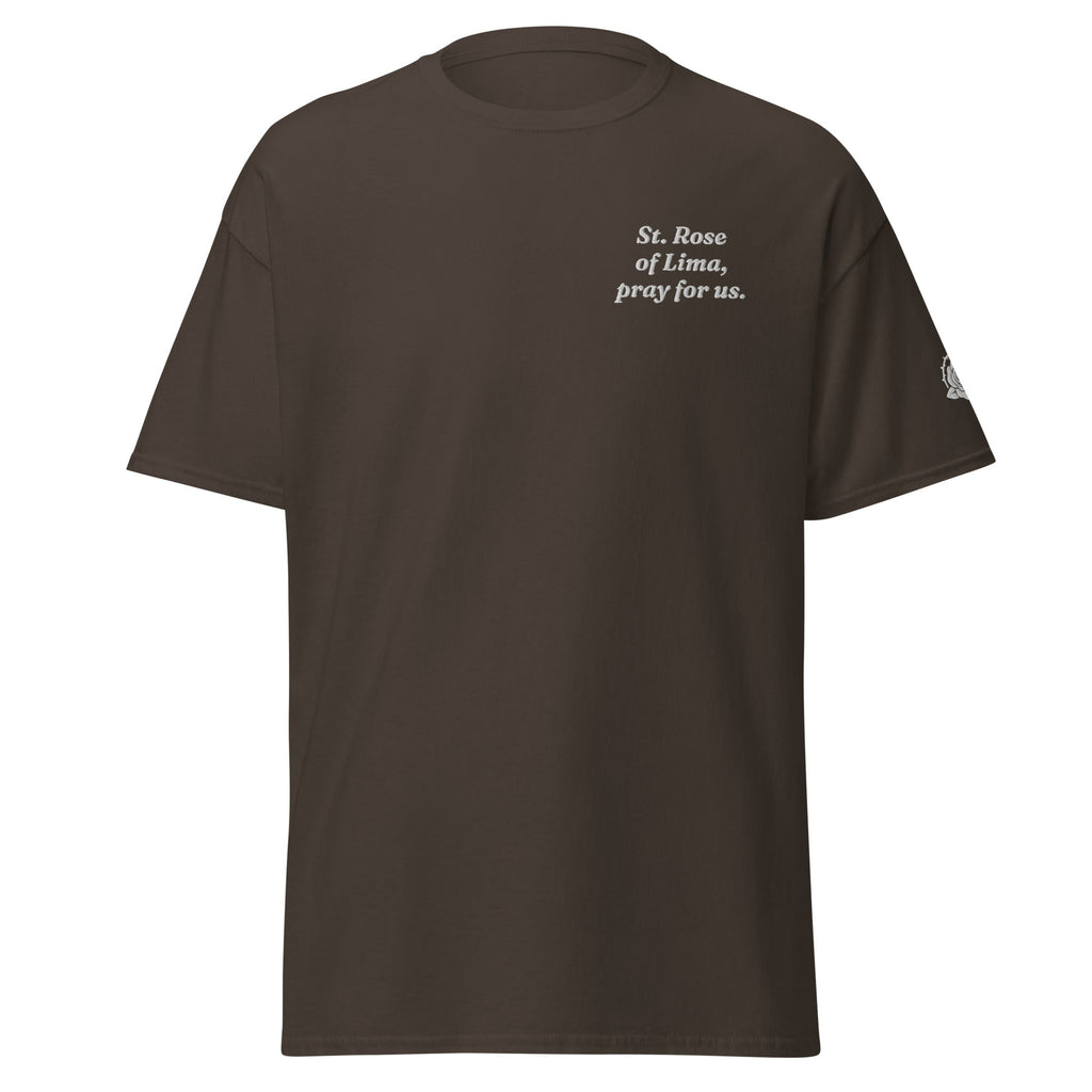 St. Rose of Lima Unisex Embroidered T-Shirt – White - Altar and Apparel - T - SHIRT