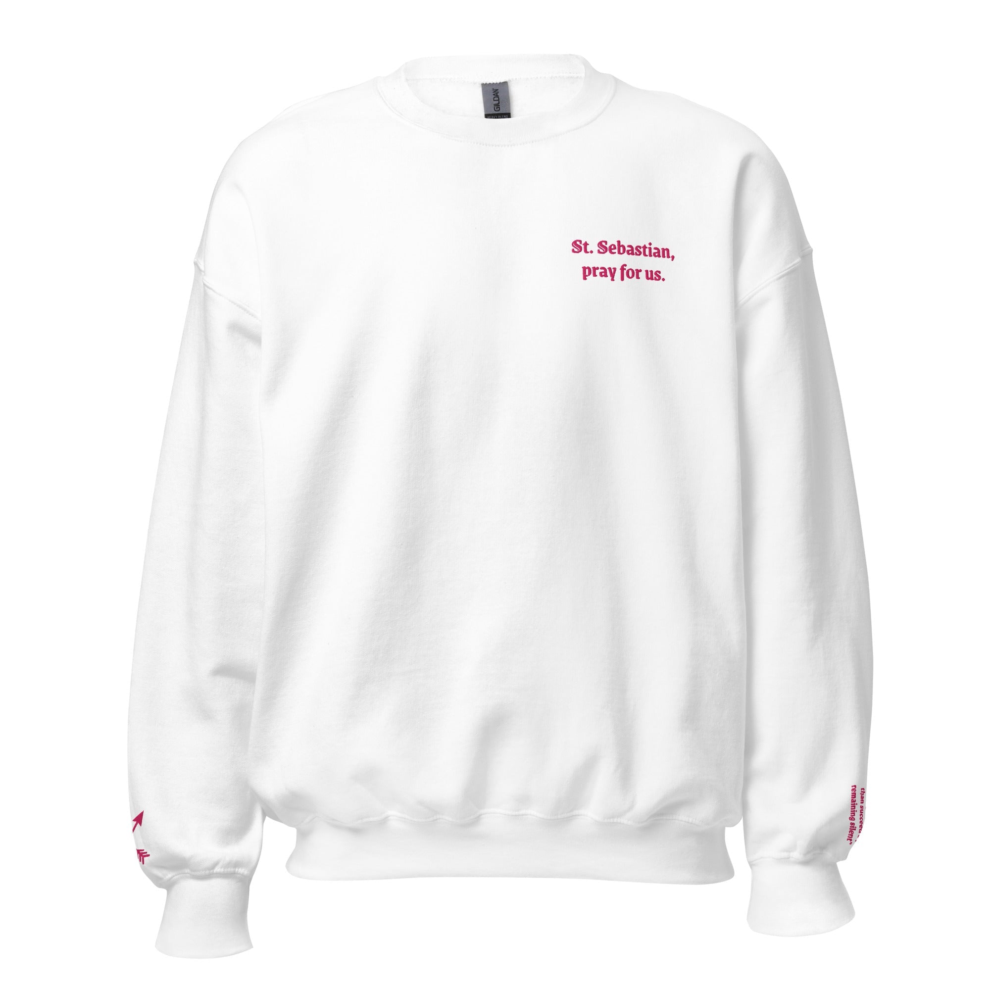 St. Sebastian Unisex Embroidered Sweatshirt – Pink - Altar and Apparel - T - SHIRT