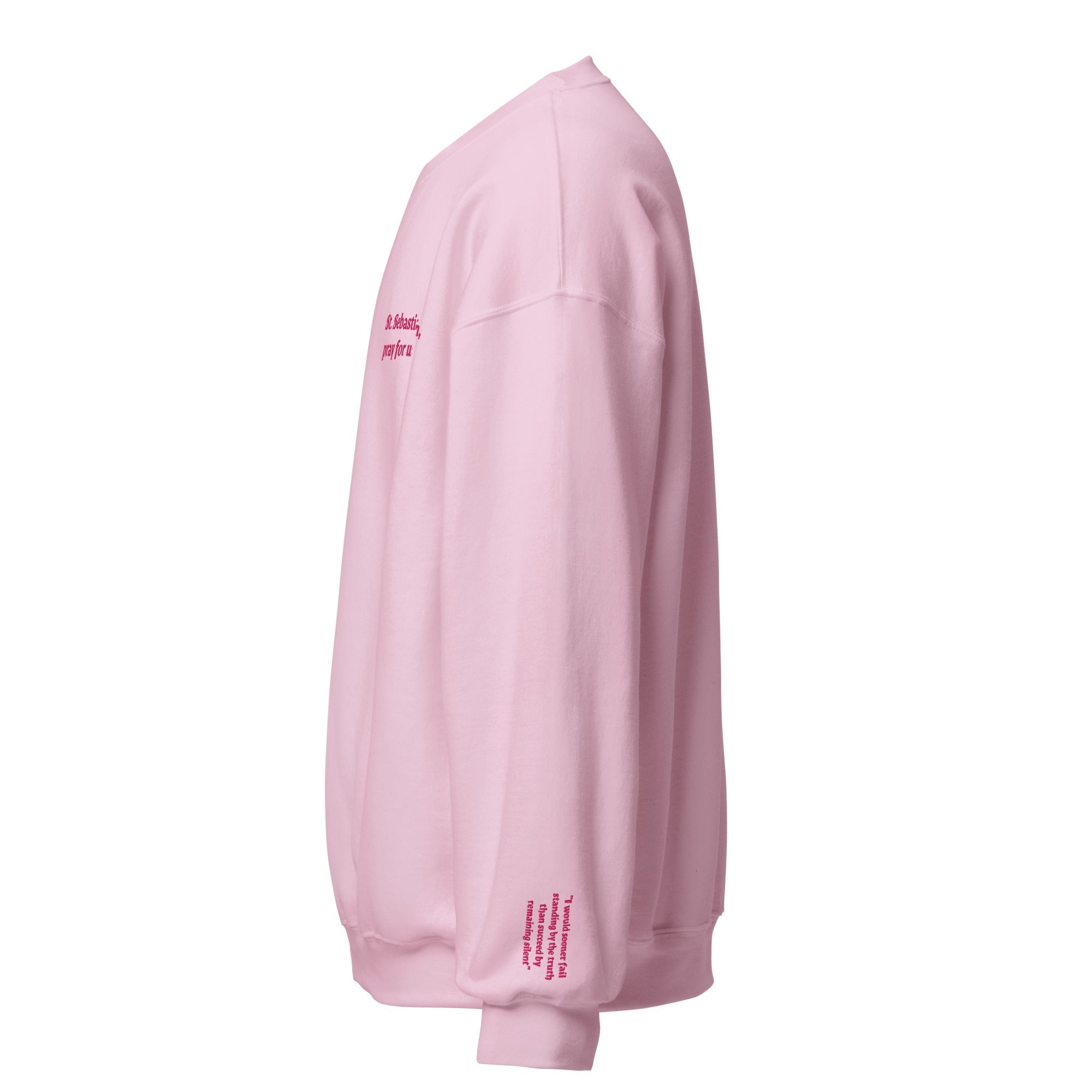 St. Sebastian Unisex Embroidered Sweatshirt – Pink - Altar and Apparel - T - SHIRT