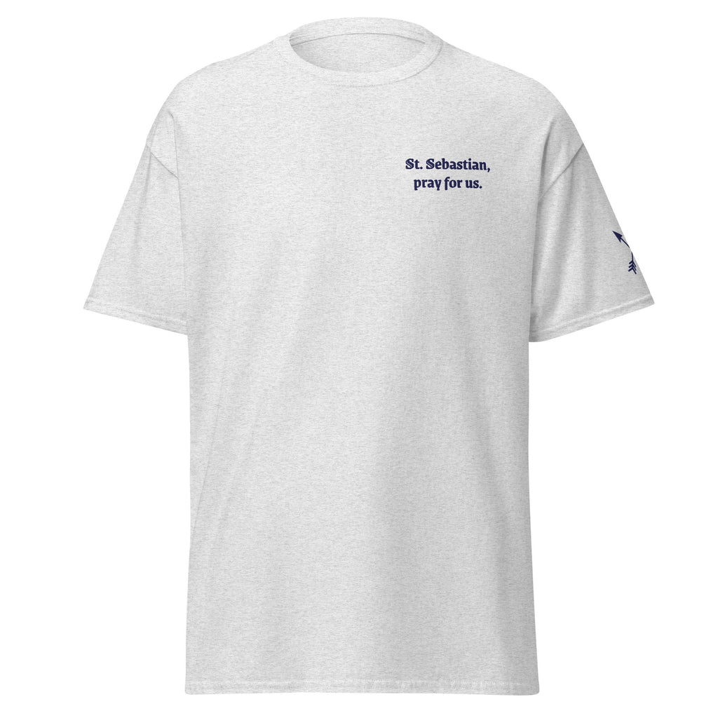 St. Sebastian Unisex Embroidered T-Shirt – Navy Blue - Altar and Apparel - T - SHIRT