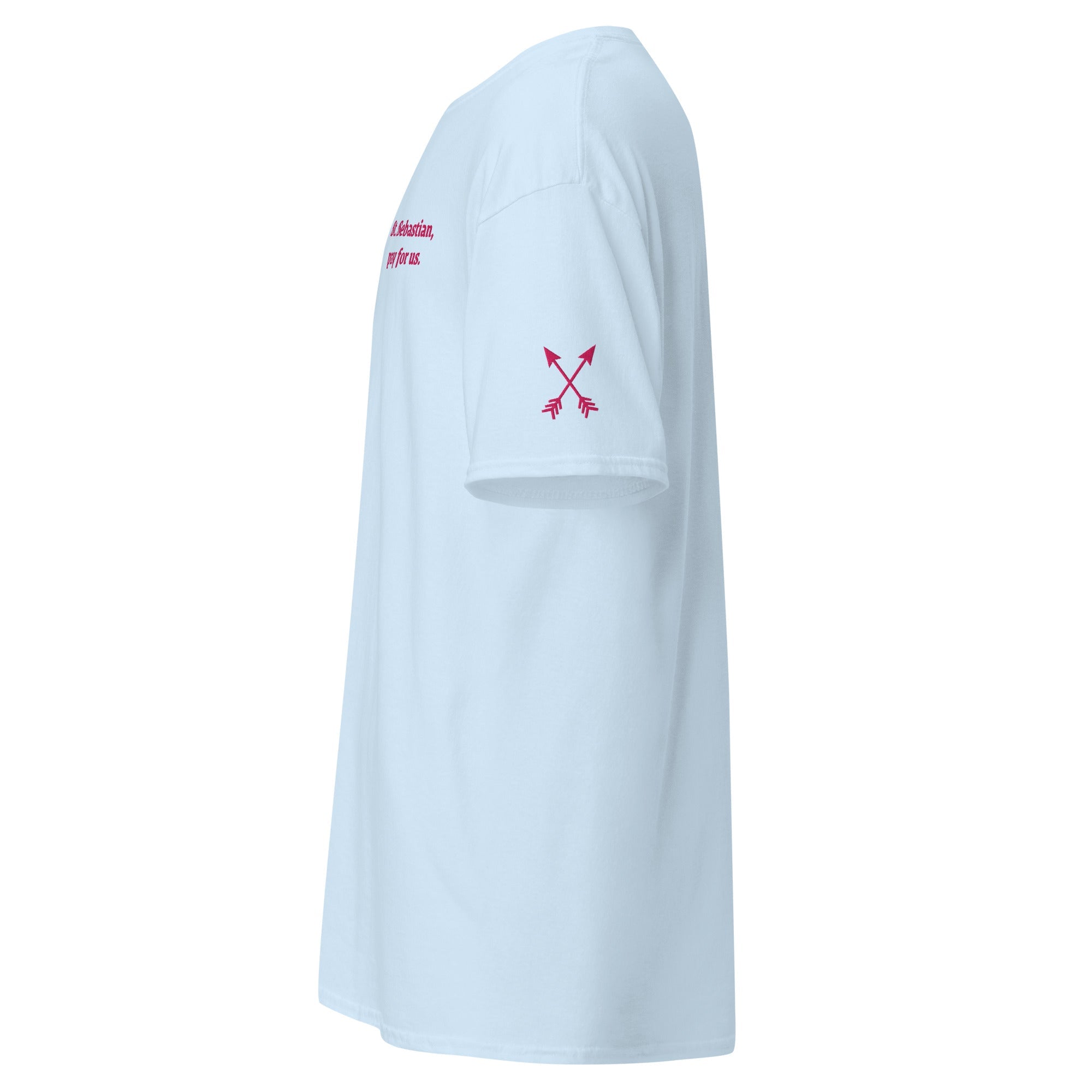 St. Sebastian Unisex Embroidered T-Shirt – Pink - Altar and Apparel - T - SHIRT