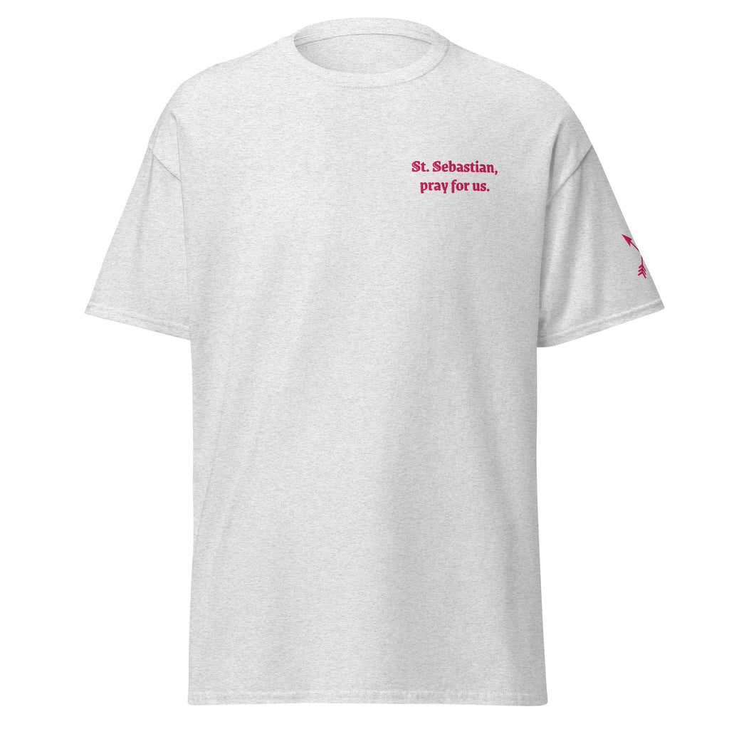 St. Sebastian Unisex Embroidered T-Shirt – Pink - Altar and Apparel - T - SHIRT