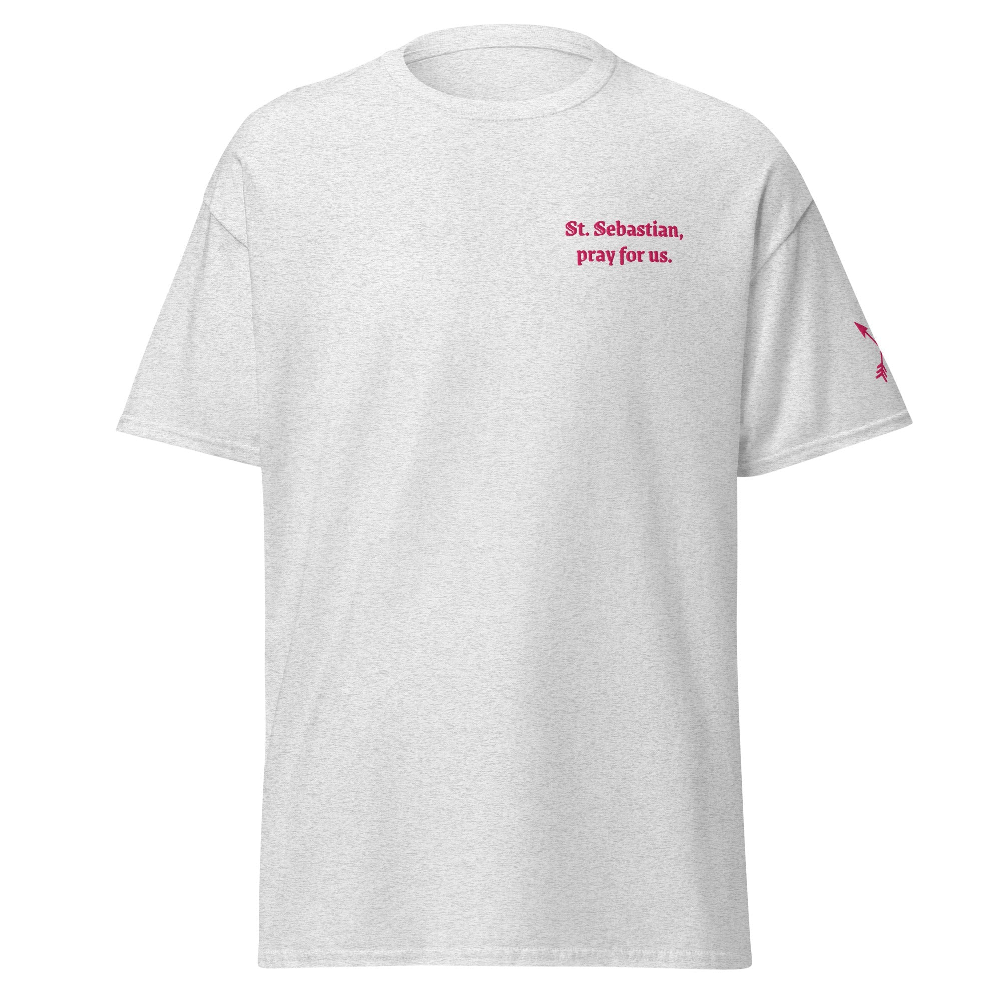 St. Sebastian Unisex Embroidered T-Shirt – Pink - Altar and Apparel - T - SHIRT