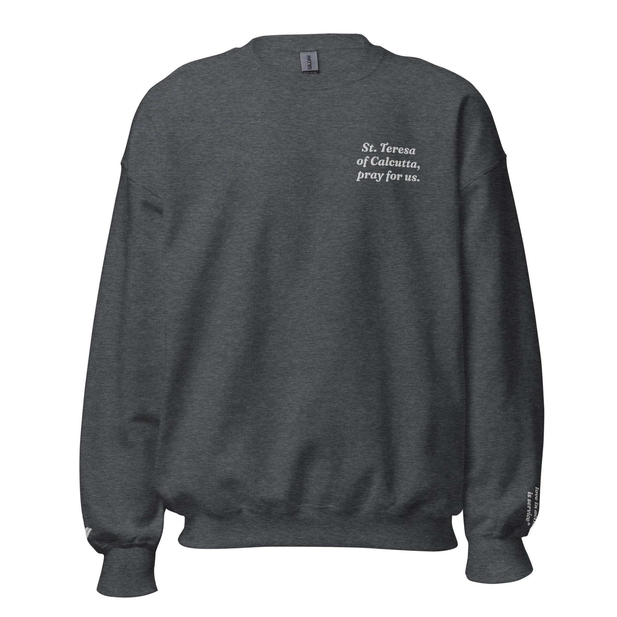 St. Teresa of Calcutta Unisex Embroidered Sweatshirt – White - Altar and Apparel - T - SHIRT