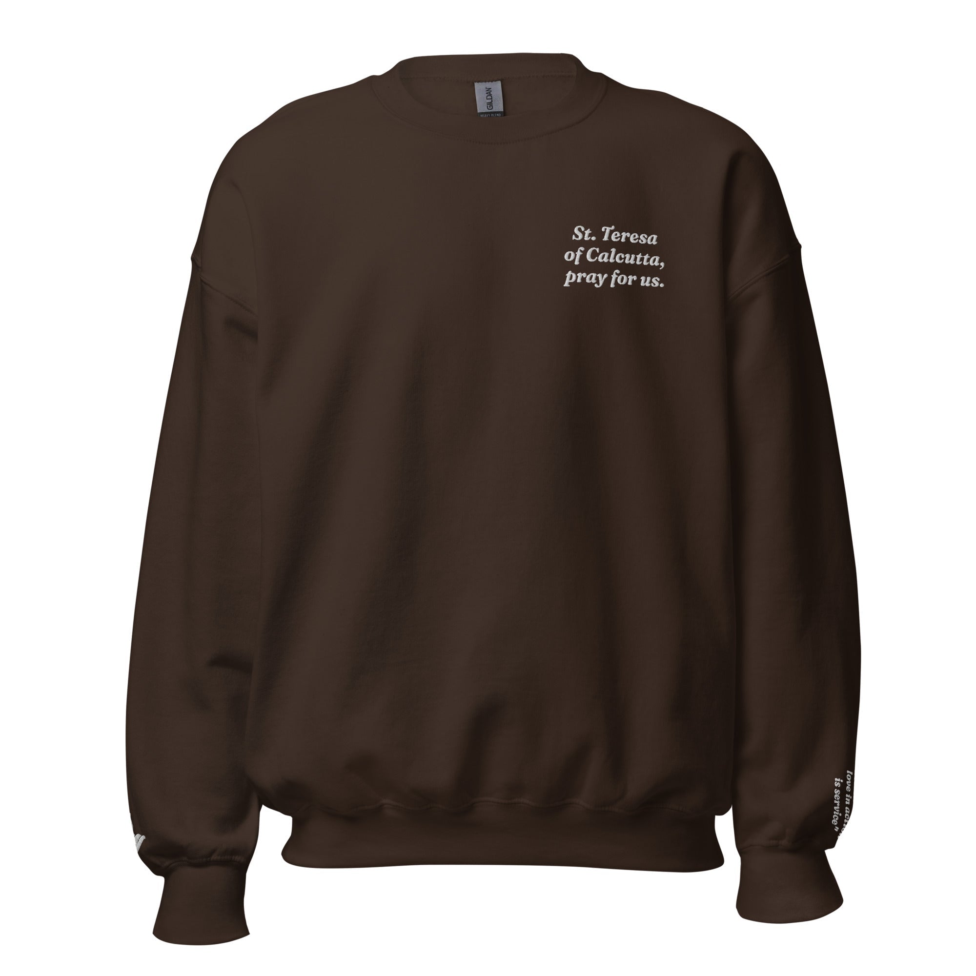 St. Teresa of Calcutta Unisex Embroidered Sweatshirt – White - Altar and Apparel - T - SHIRT