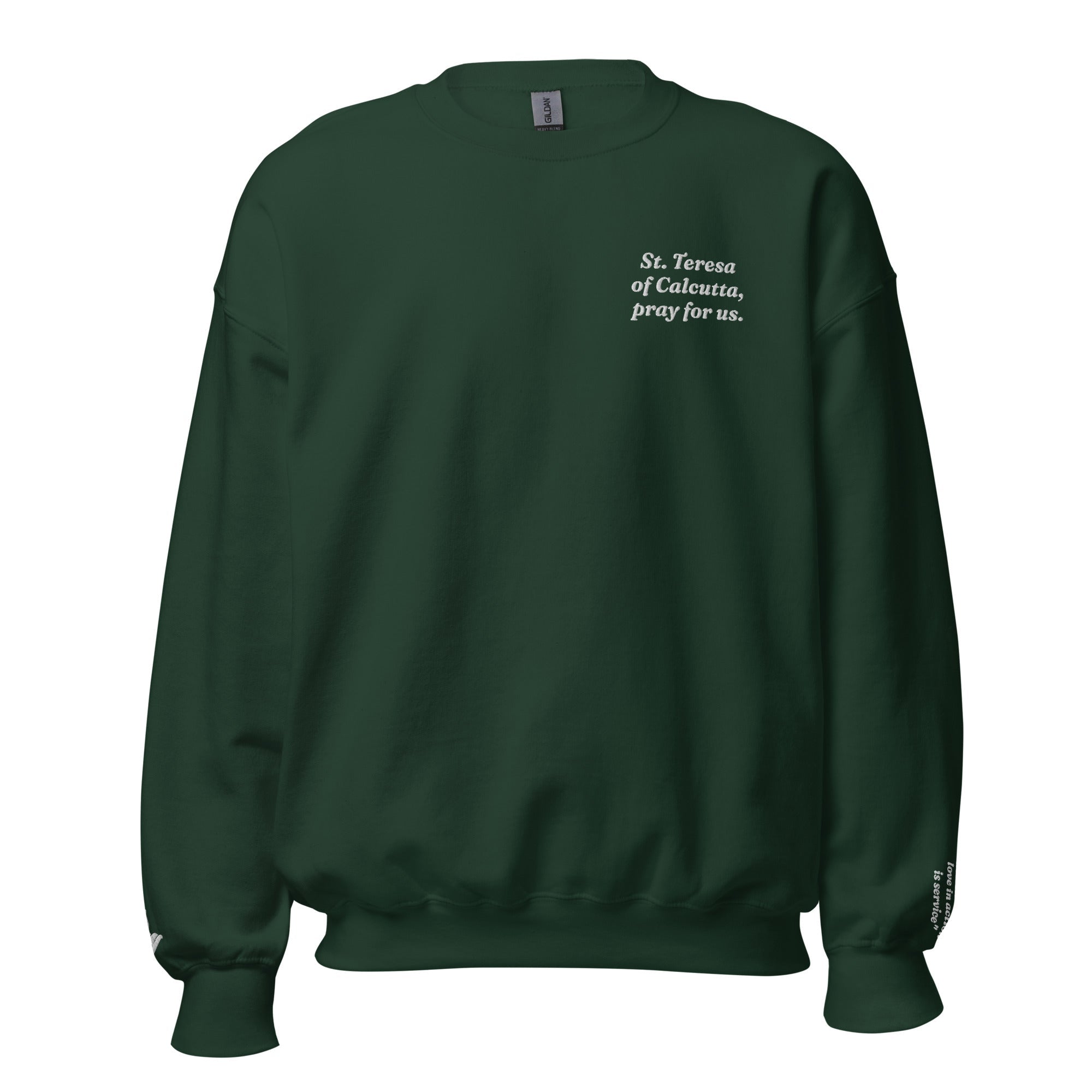 St. Teresa of Calcutta Unisex Embroidered Sweatshirt – White - Altar and Apparel - T - SHIRT