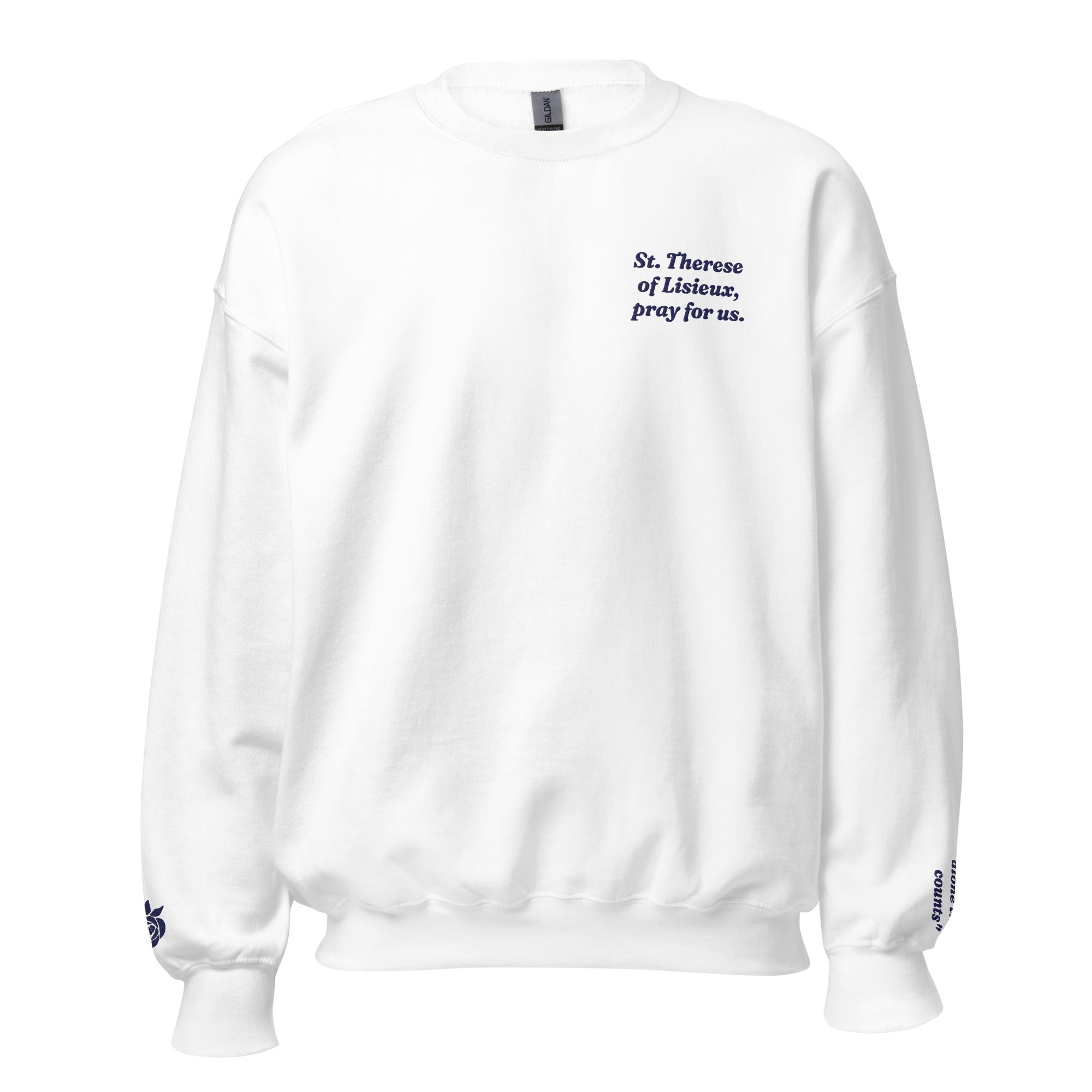St. Therese of Lisieux Unisex Embroidered Sweatshirt – Navy Blue - Altar and Apparel - Crewneck