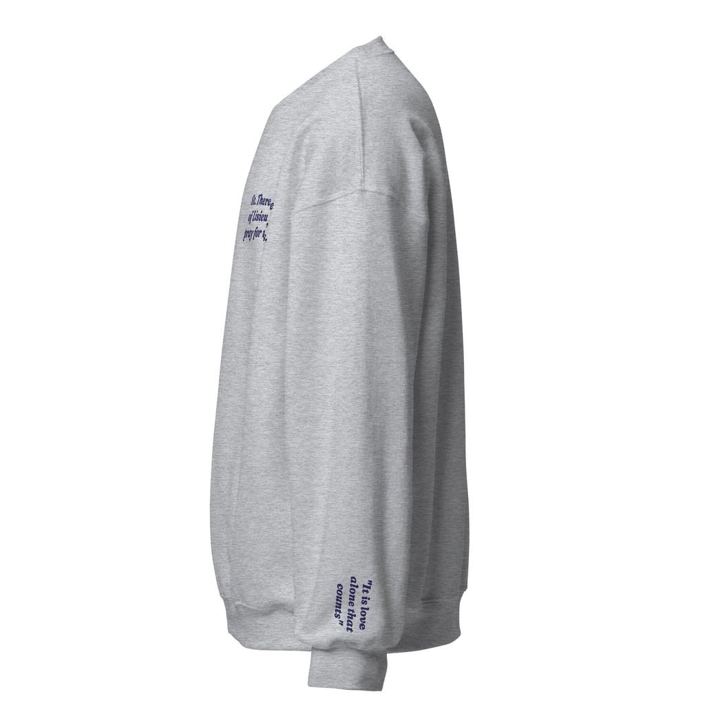 St. Therese of Lisieux Unisex Embroidered Sweatshirt – Navy Blue - Altar and Apparel - Crewneck
