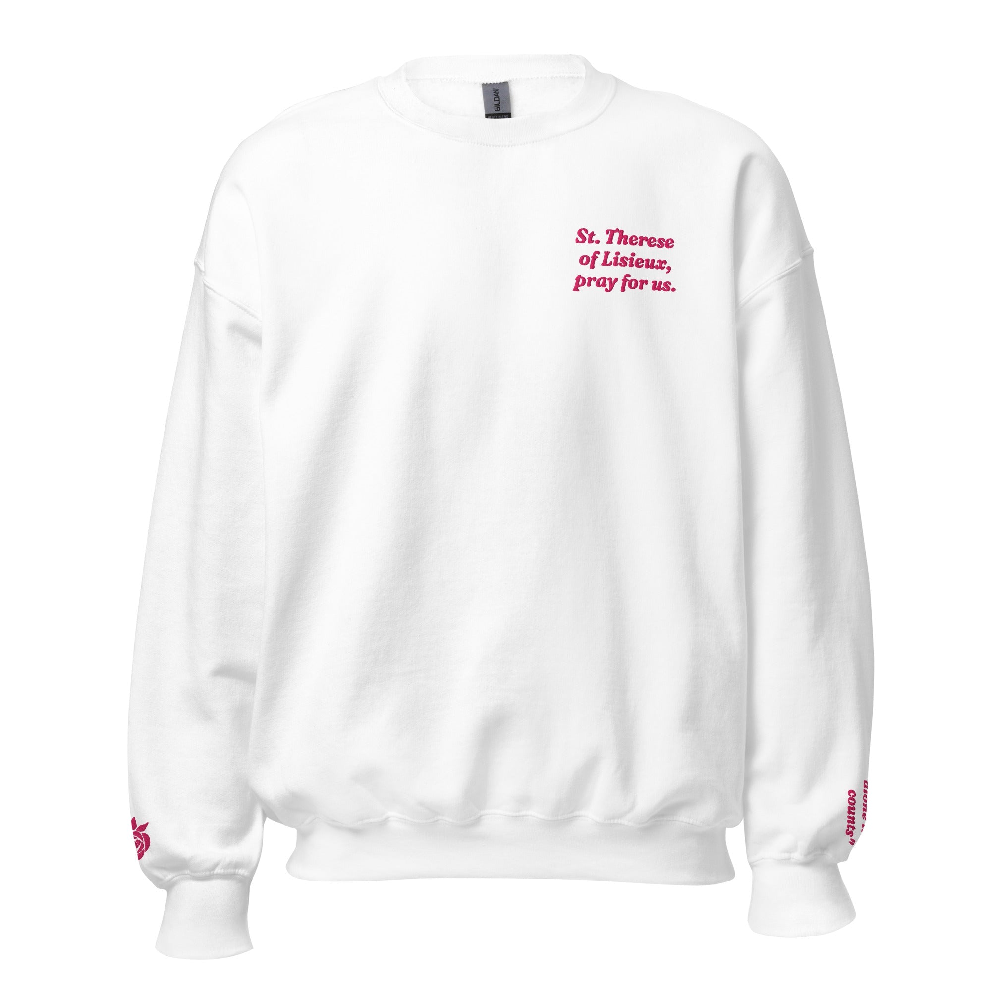 St. Therese of Lisieux Unisex Embroidered Sweatshirt – Pink - Altar and Apparel - Sweatshirt