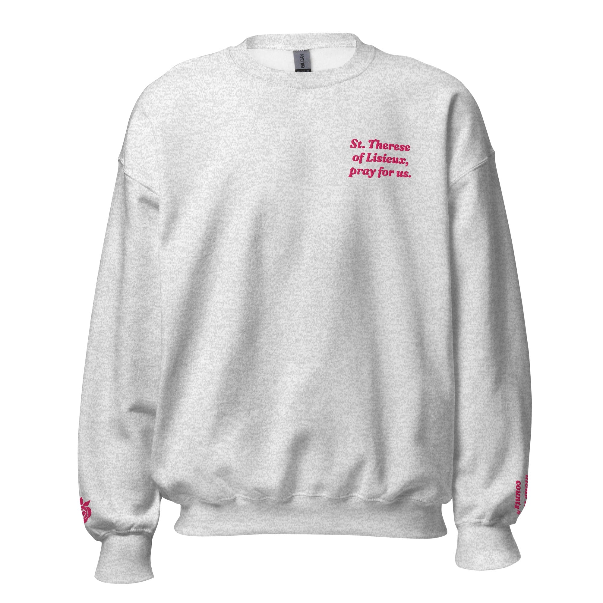 St. Therese of Lisieux Unisex Embroidered Sweatshirt – Pink - Altar and Apparel - Sweatshirt
