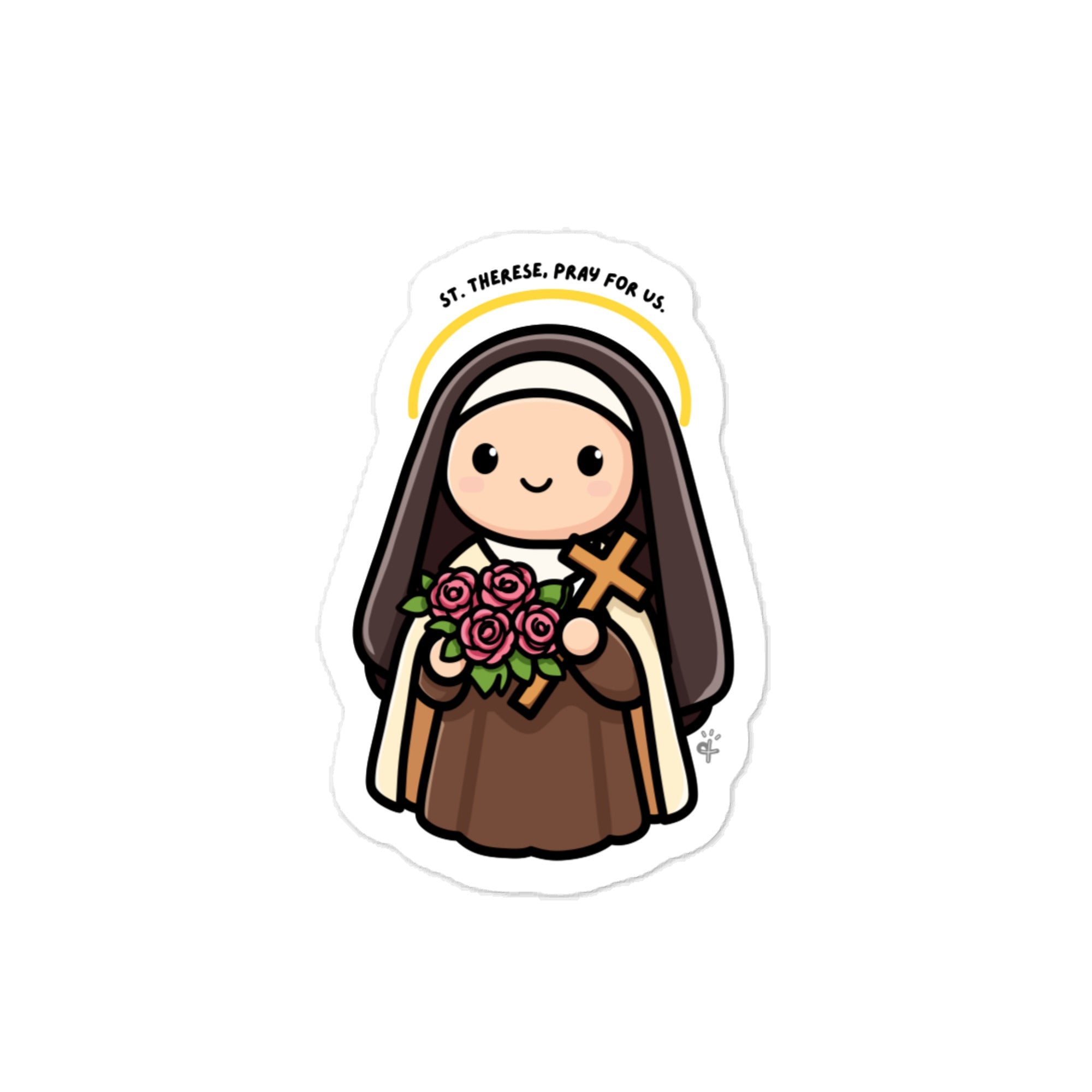 St. Thérèse of Lisieux Vinyl Decal – “Little Flower” Catholic Kiss-Cut Sticker | Waterproof Religious Laptop & Car Decal - Altar and Apparel -