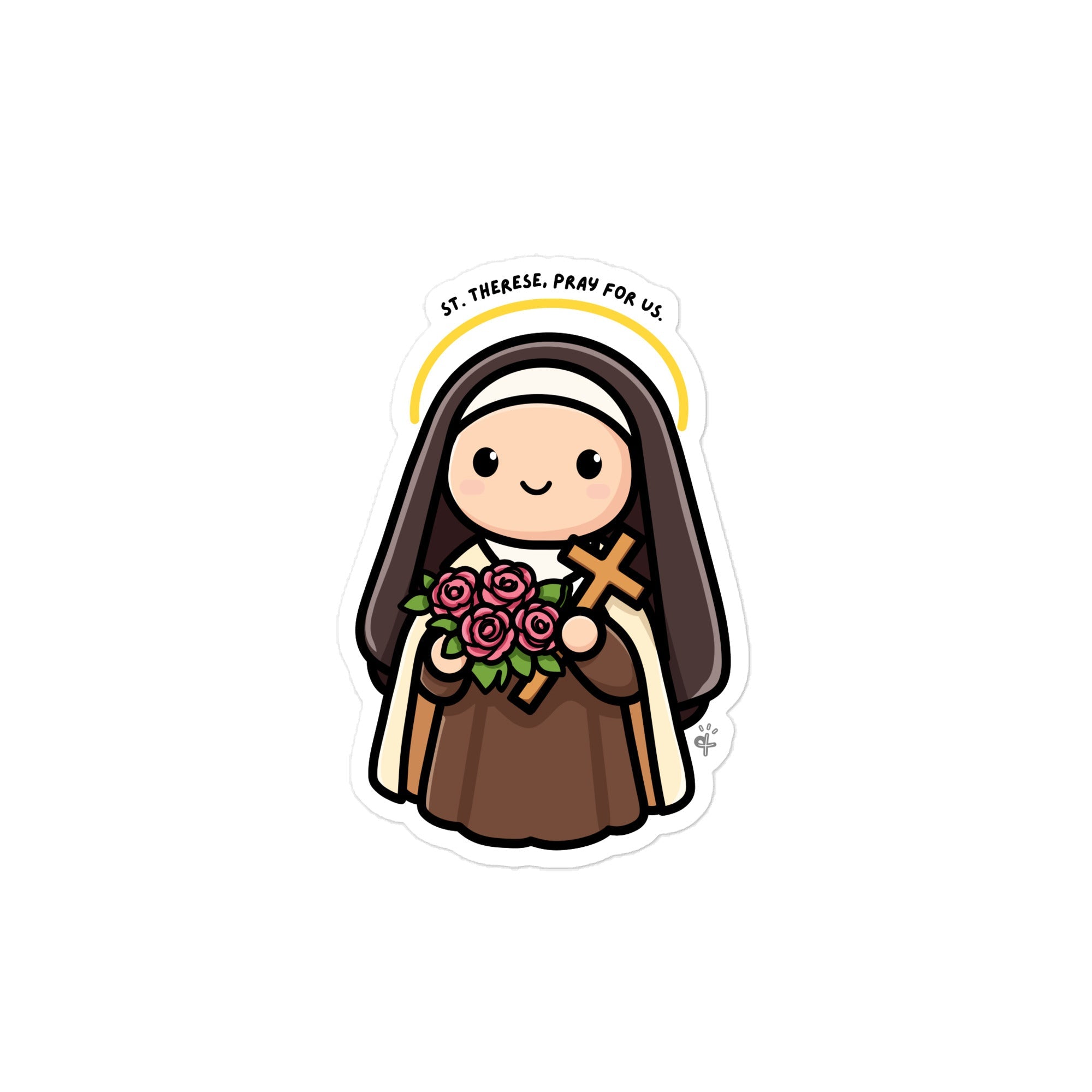 St. Thérèse of Lisieux Vinyl Decal – “Little Flower” Catholic Kiss-Cut Sticker | Waterproof Religious Laptop & Car Decal - Altar and Apparel -