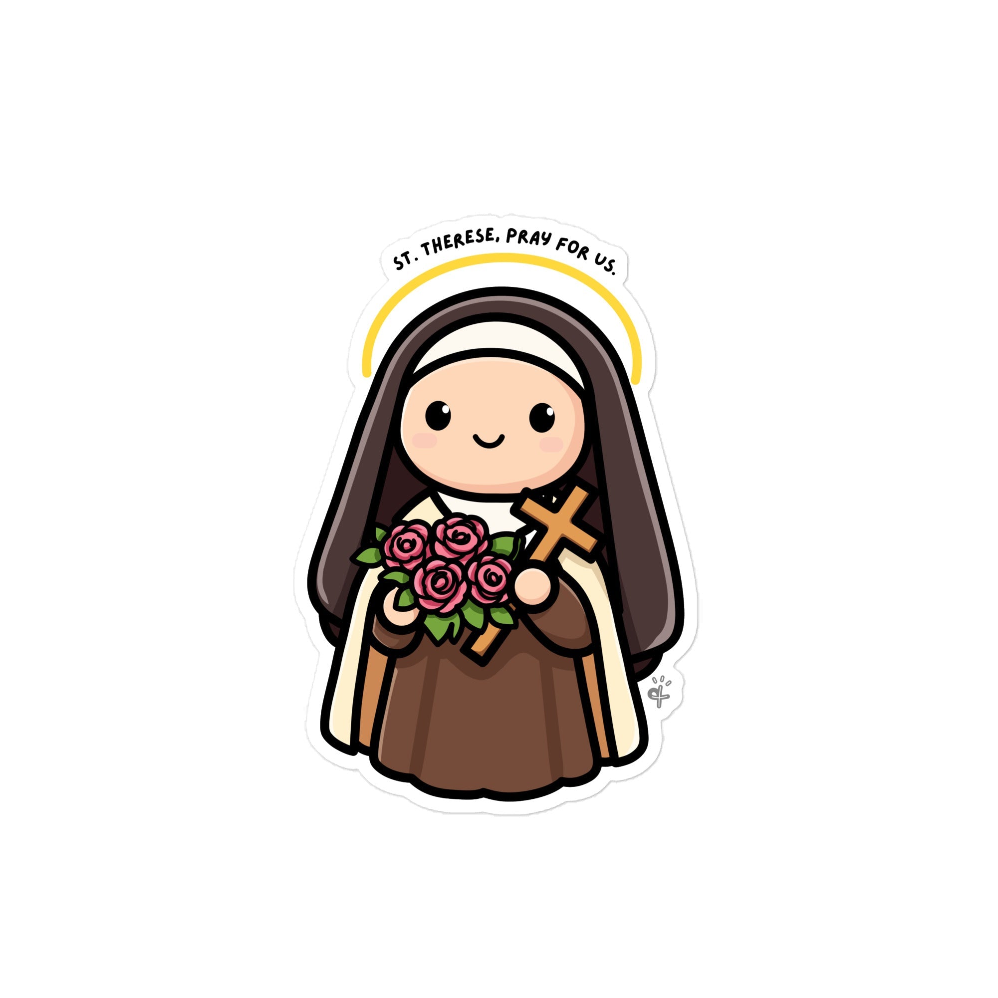 St. Thérèse of Lisieux Vinyl Decal – “Little Flower” Catholic Kiss-Cut Sticker | Waterproof Religious Laptop & Car Decal - Altar and Apparel -