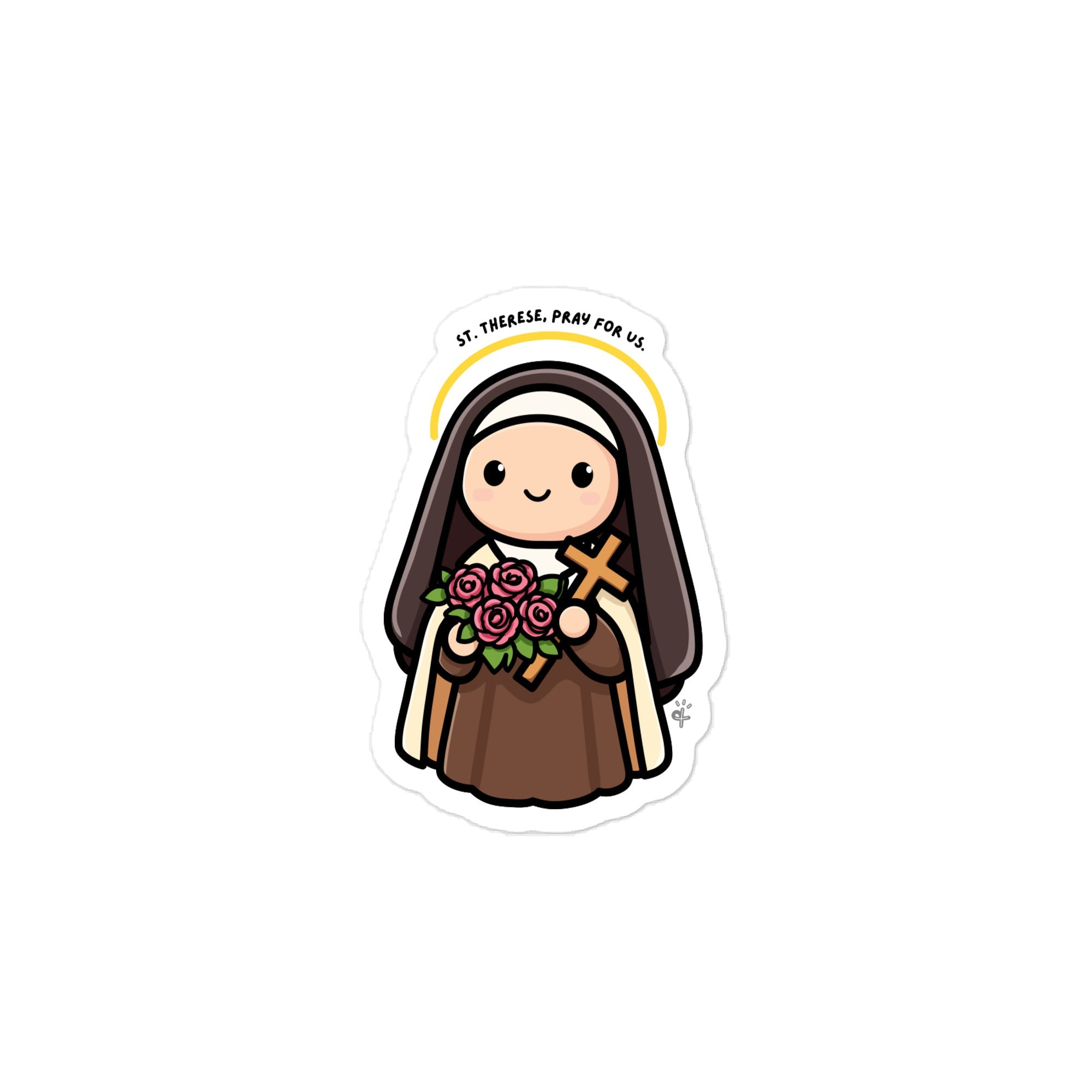 St. Thérèse of Lisieux Vinyl Decal – “Little Flower” Catholic Kiss-Cut Sticker | Waterproof Religious Laptop & Car Decal - Altar and Apparel -