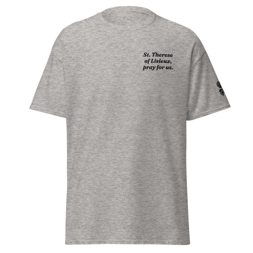 St. Therese Unisex Embroidered T-Shirt – Black - Altar and Apparel - T - SHIRT