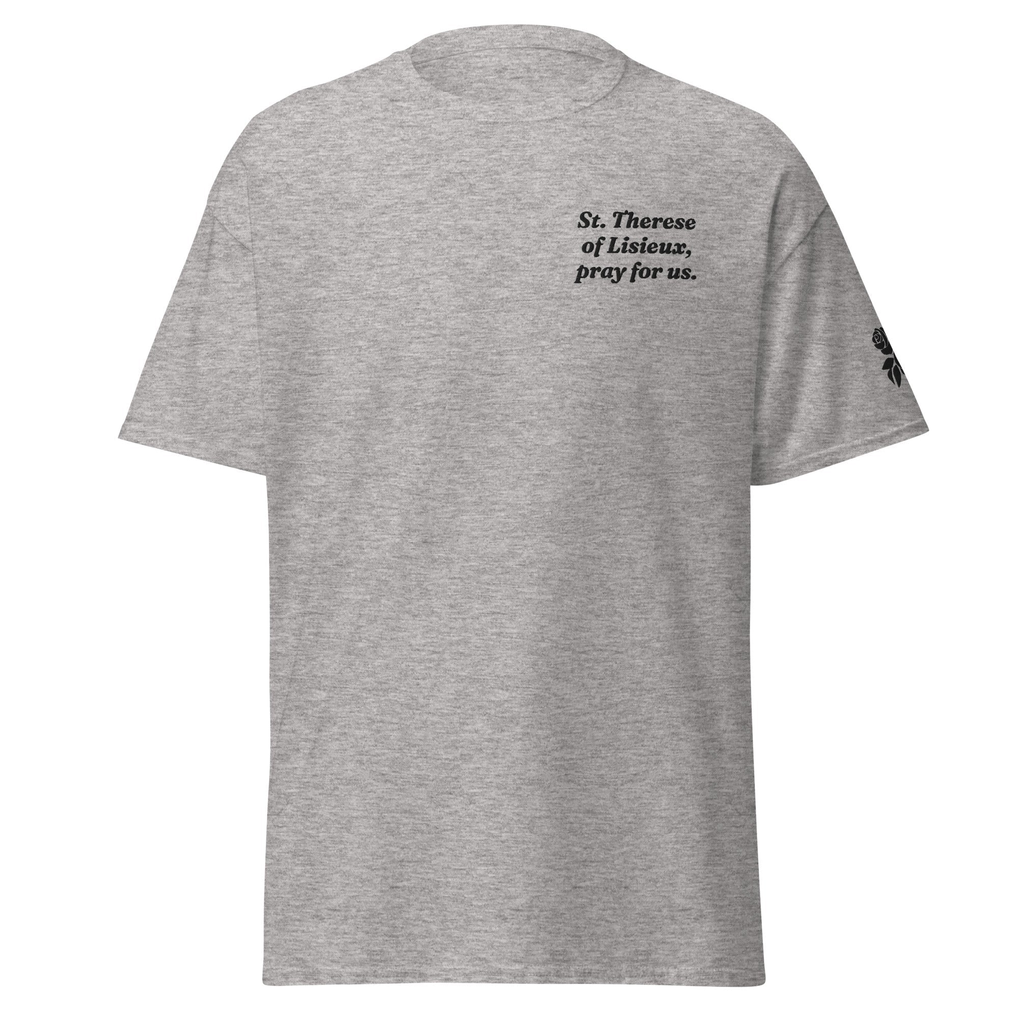 St. Therese Unisex Embroidered T-Shirt – Black - Altar and Apparel - T - SHIRT