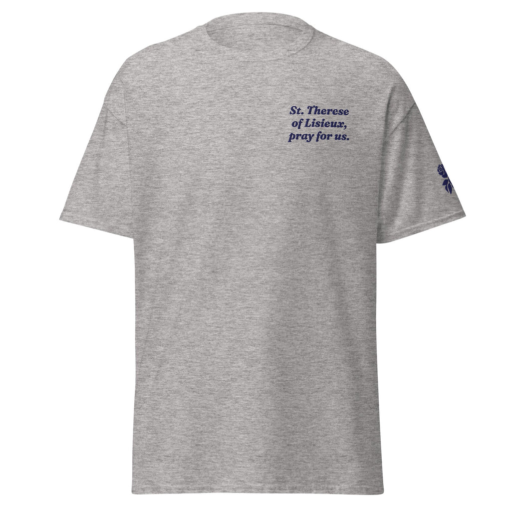 St. Therese Unisex Embroidered T-Shirt – Navy Blue - Altar and Apparel - T - SHIRT