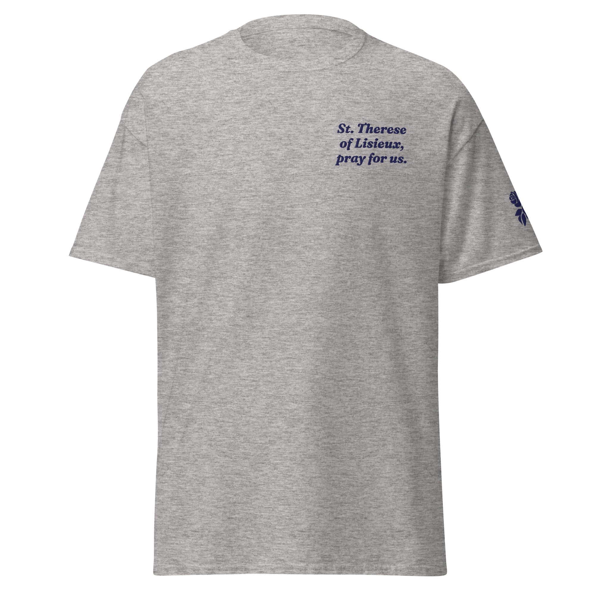 St. Therese Unisex Embroidered T-Shirt – Navy Blue - Altar and Apparel - T - SHIRT