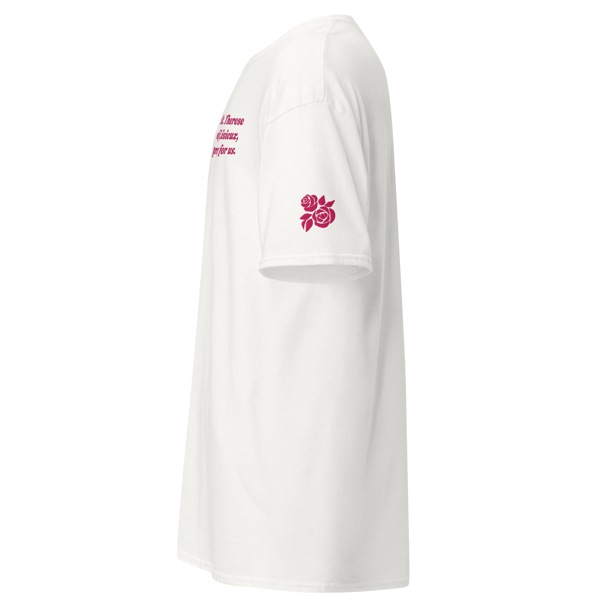 St. Therese Unisex Embroidered T-Shirt – Pink - Altar and Apparel - T - SHIRT
