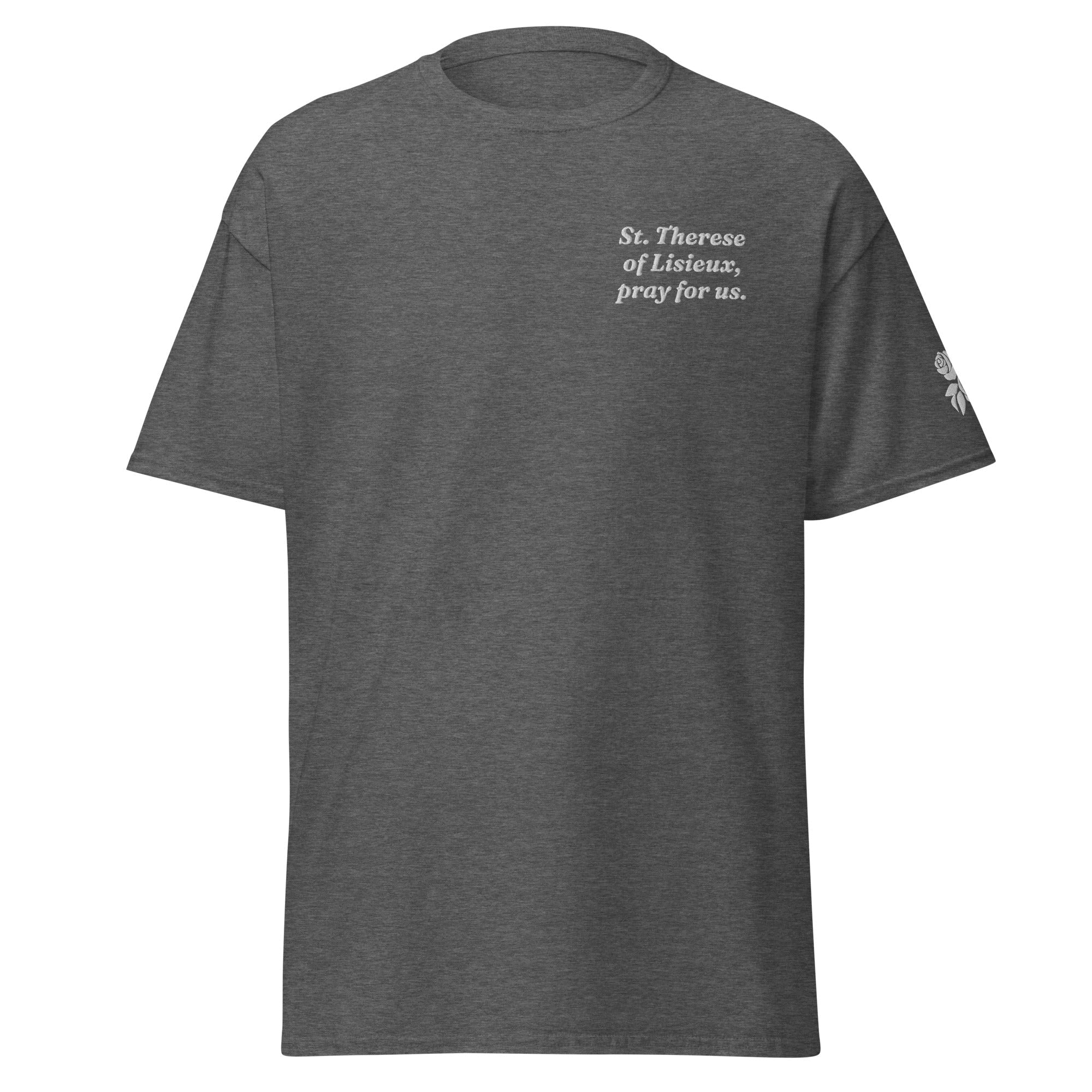 St. Therese Unisex Embroidered T-Shirt – White - Altar and Apparel - T - SHIRT