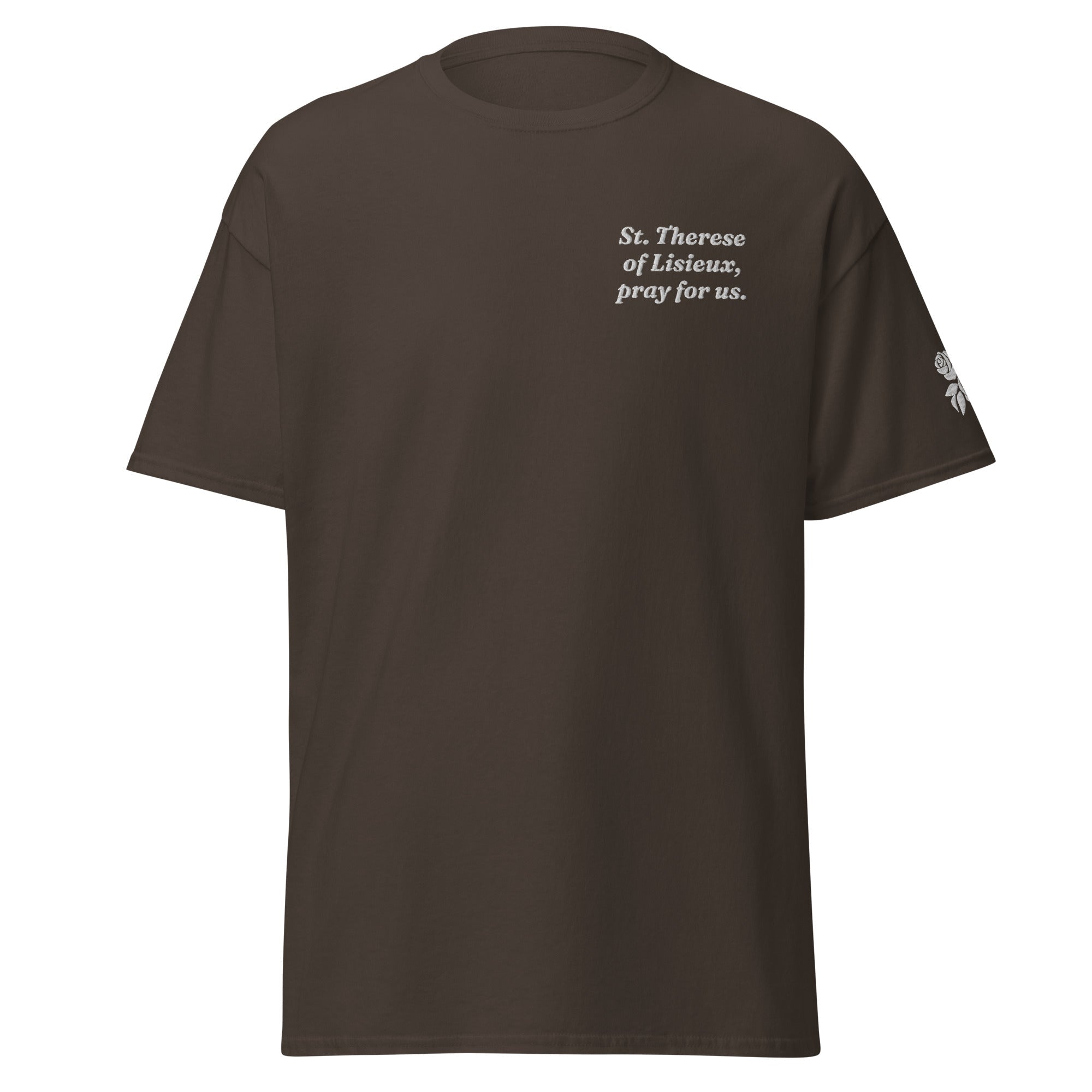 St. Therese Unisex Embroidered T-Shirt – White - Altar and Apparel - T - SHIRT