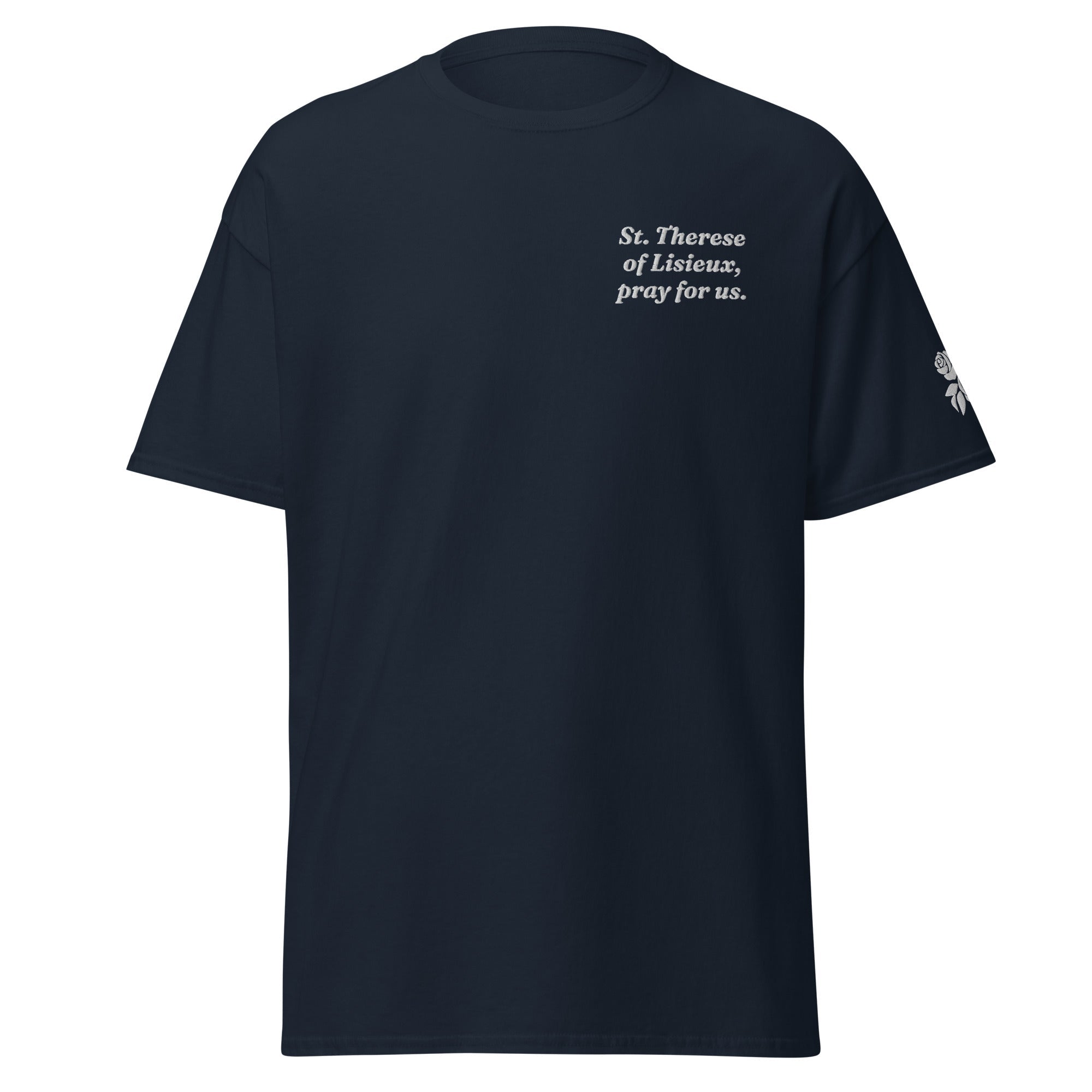 St. Therese Unisex Embroidered T-Shirt – White - Altar and Apparel - T - SHIRT