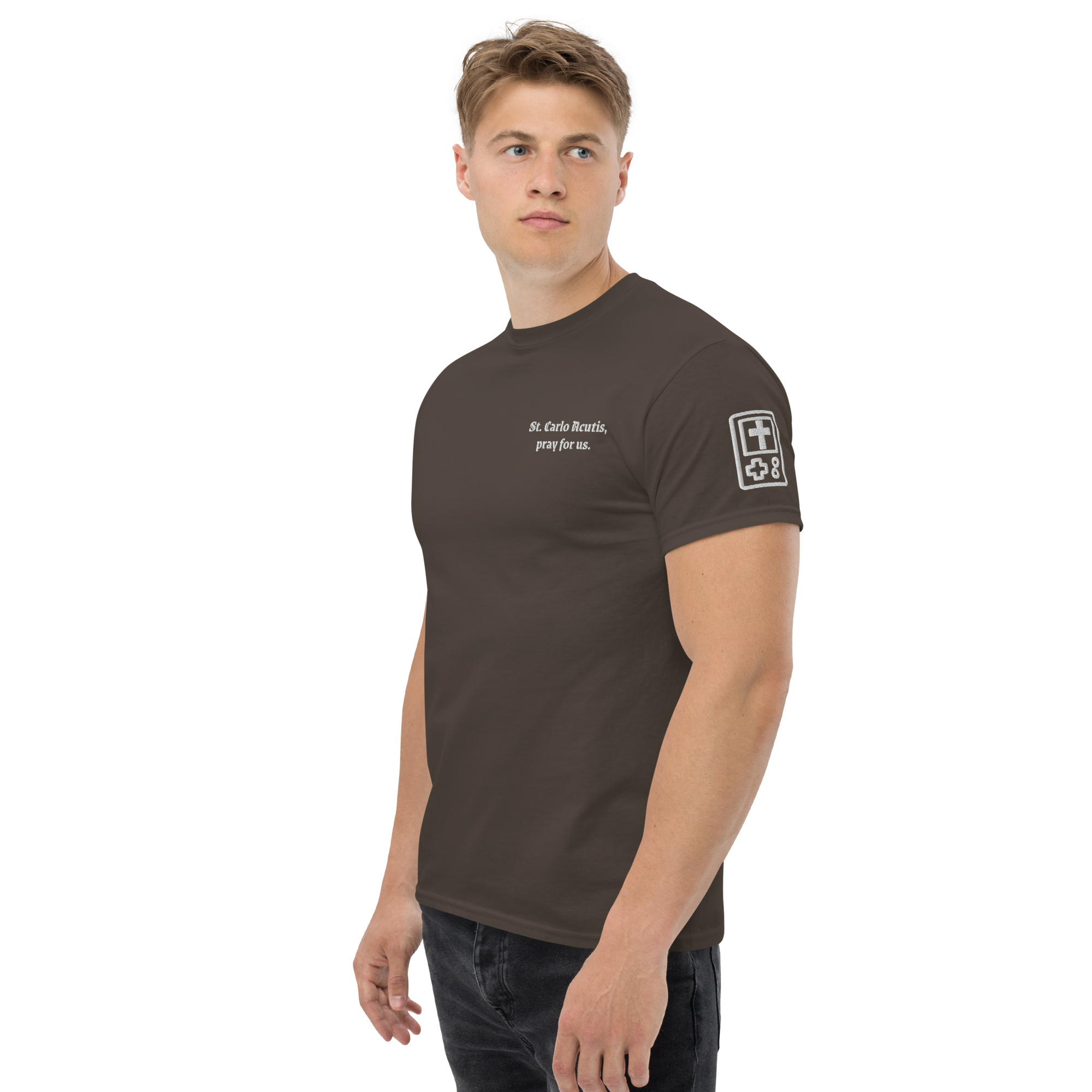 St. Carlo Acutis Unisex Embroidered T-Shirt – White