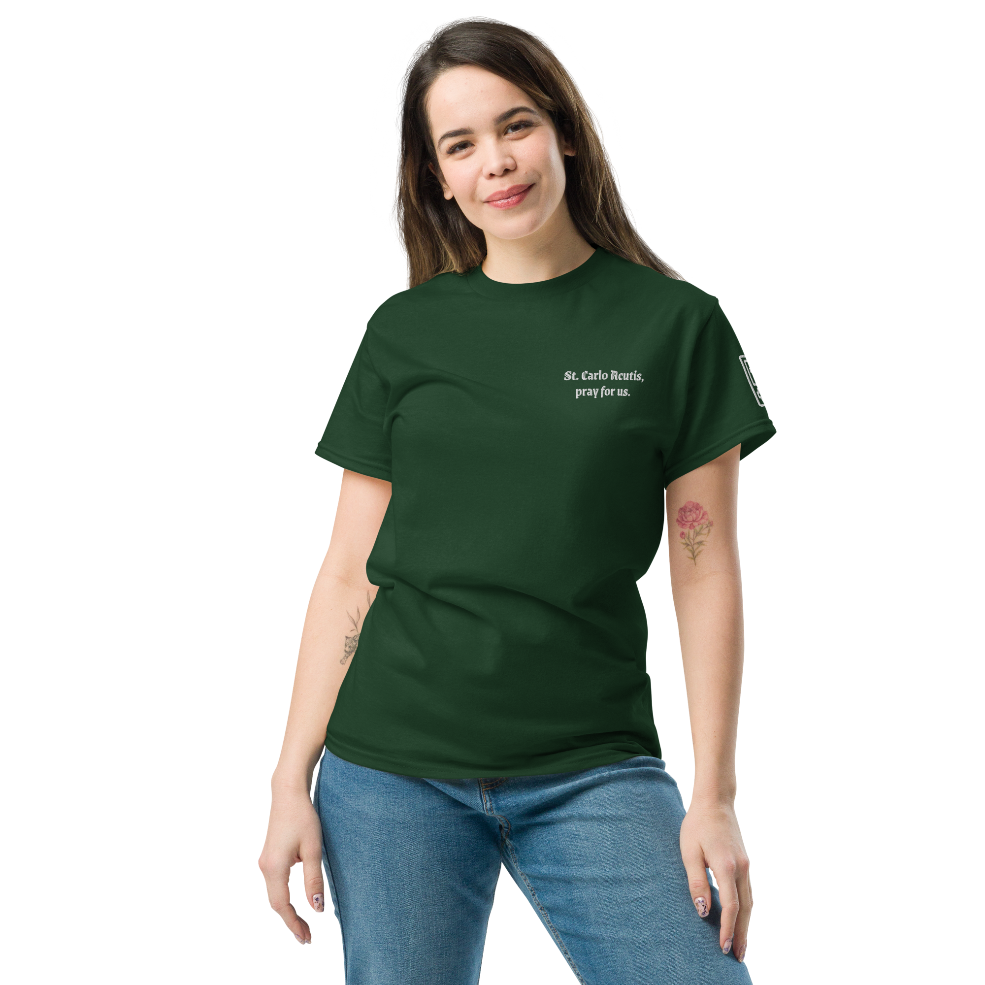 St. Carlo Acutis Unisex Embroidered T-Shirt – White